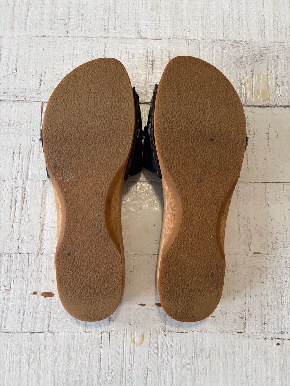 Sanita Clog Sandals EU size 40 US 8.5 9 Navy Blue Suede Slip On Wooden - Picture 10 of 15